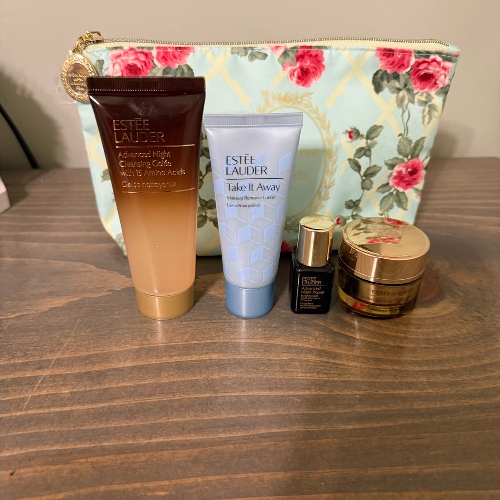 Estée Lauder Skincare and Makeup Set with Floral Bag